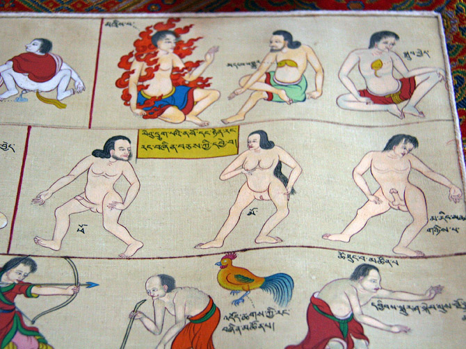Рисунок танка, Институт тибетской медицины и астрологии, Дарамсала, Индия